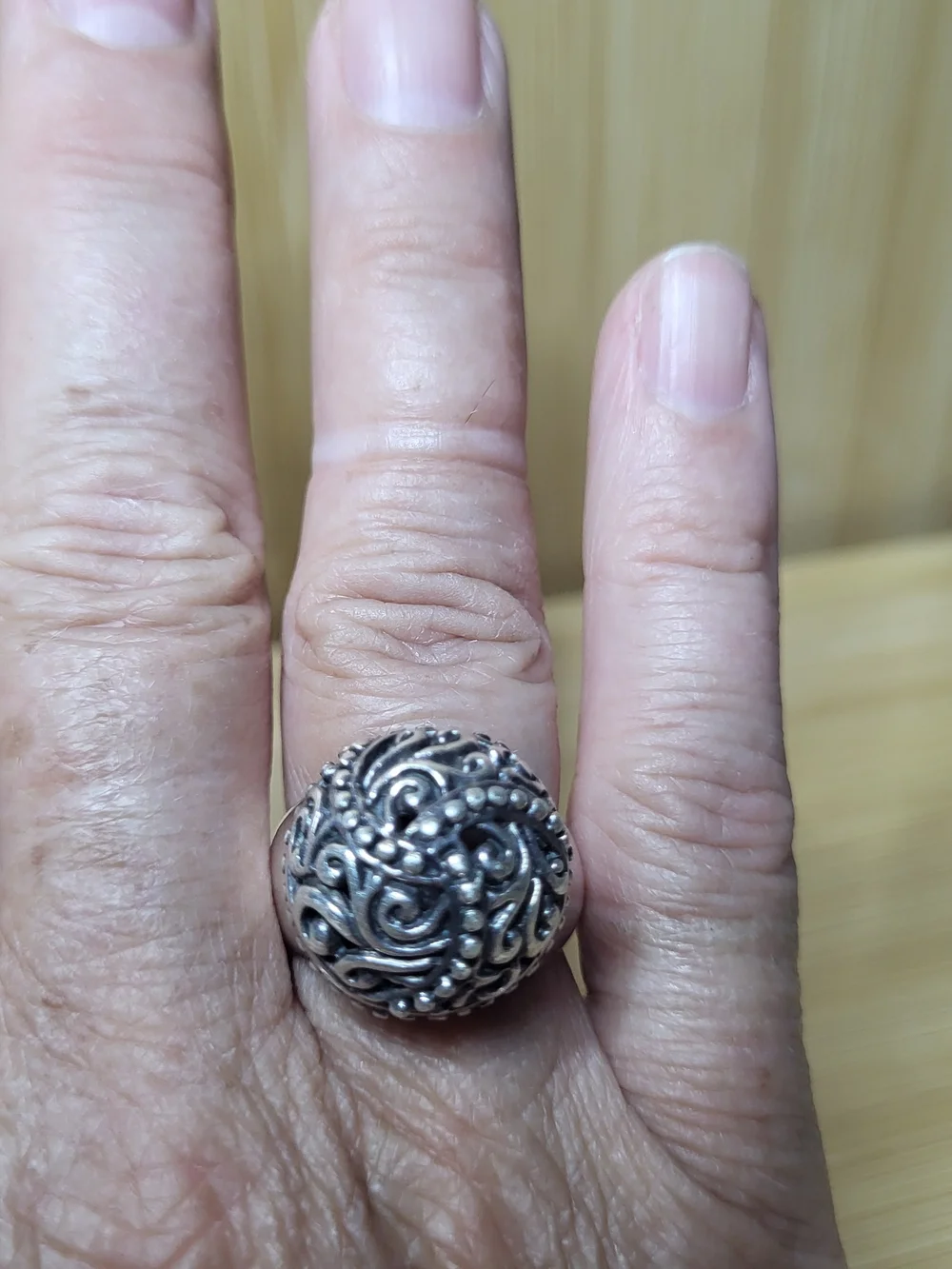 Vintage Estate- Intricate Filigree Dome Ring - 925 Sterling Silver Sz8